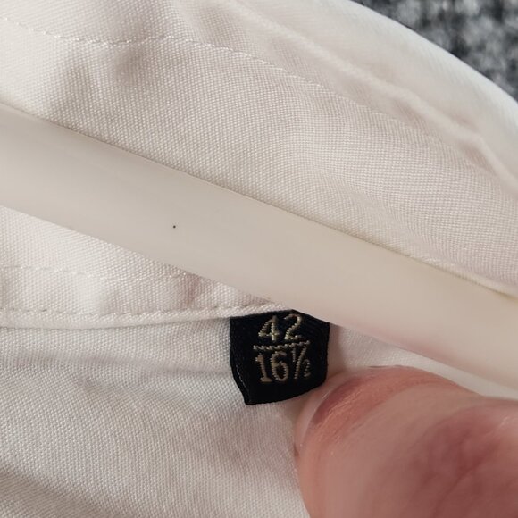 Canali Cotton French Cuff Italy 16.5 White Solid Button Up Men Luxury Shirt - Picture 9 of 16